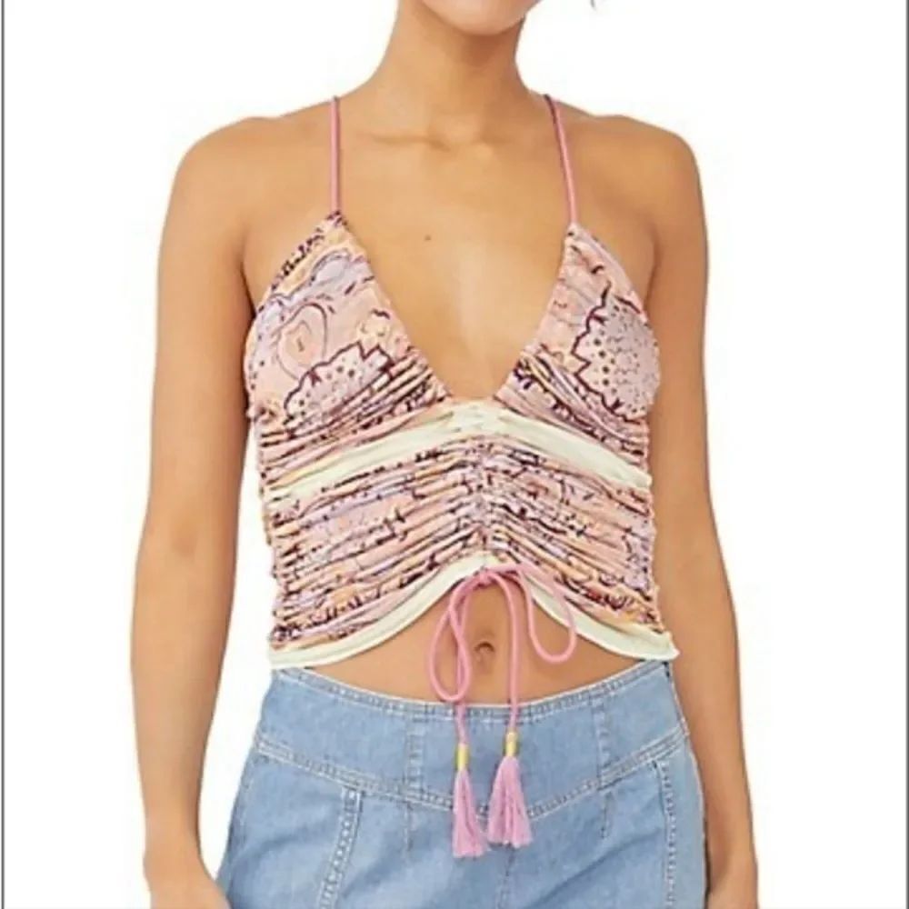 NWOT- Free People-Cocktail Queen Printed boho Top-size Large